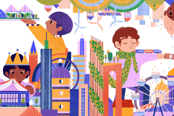 A double-page spread from the book If You Were A City with illustrations by Francesca Sanna and written by Kyo Maclear