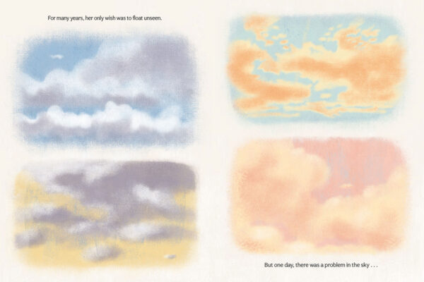 A double-page spread from the book Kumo with illustrations by Nathalie DIon and written by Kyo Maclear
