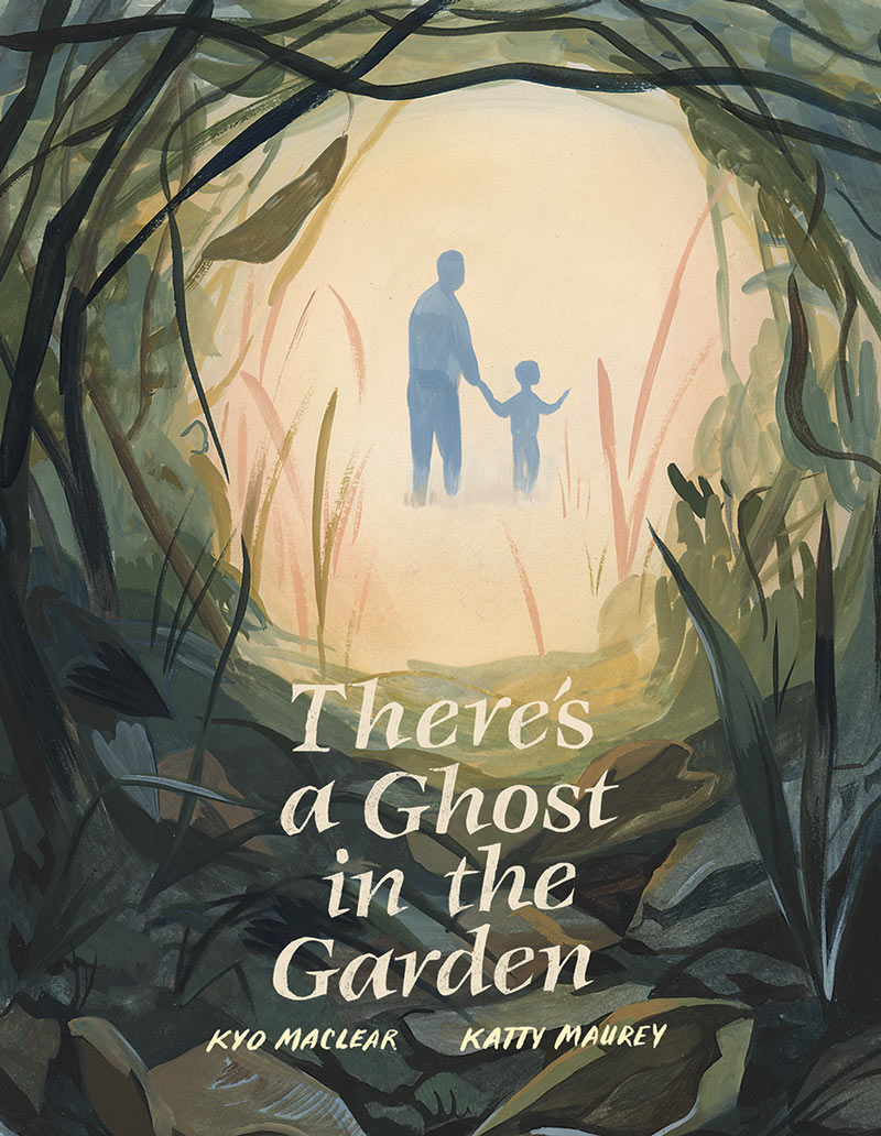 Cover of the book There's a Ghost in the Garden with illustrations by Katty Maurey and written by Kyo Maclear